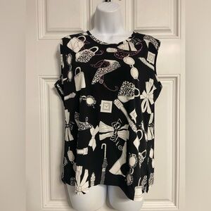 T32- Black Knit FASHION STATEMENT Sequined Knit Sleeveless Top